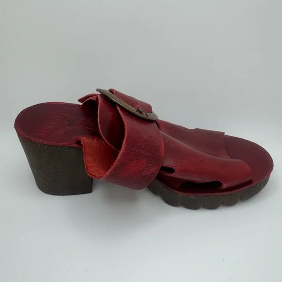 Fly London Red Leather Platform Clog Sandals – Size 36 - Picture 10 of 15